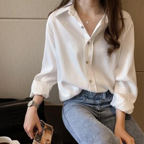Shirts Women Long Sleeve Oversize Elegant Minimalist Solid Shirt Feminine Spring Loose 3 Colors Comfortable College Blouses Tops
