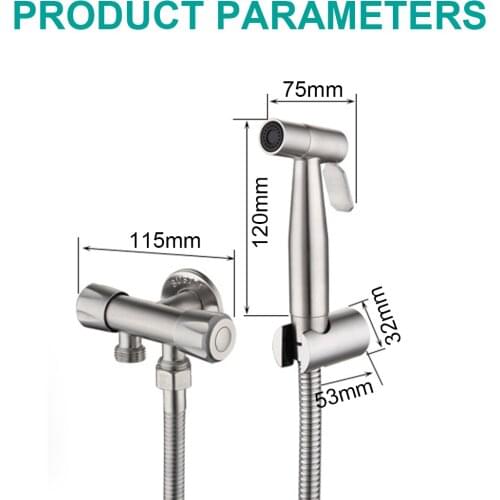 Frap Stainless Steel Handheld Bidet Spray Shower Toilet Shattaf Sprayer Douche Bidet Faucet Brushed