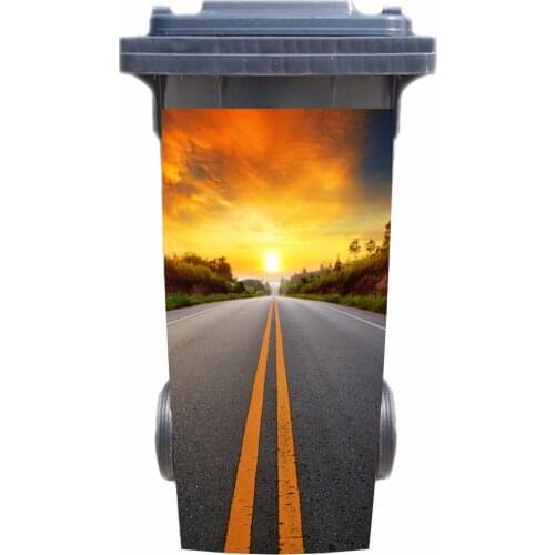 DIY sunset on the way Adhesive Removable Waterproof Sticker Decals Rubbish bin trash can Cover sticker 120liter 240liter