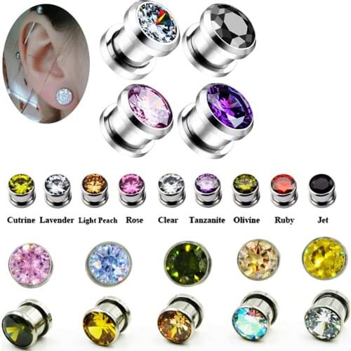 Showlove-10pcs Crystal Ear Plugs Cubic Zircon Screw Ear Expander Ear Tunnel Gauge Piercing Expander Body Jewelry 4mm-10mm