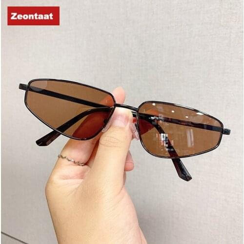 Retro Small Cat Eye Sunglasses Men Women Vintage Clear Black Tea Shades Eyeglasses for Female UV400