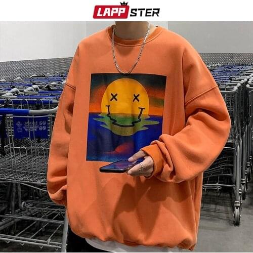LAPPSTER Men Streetwear Harajuku Oversized Hoodie 2021 Mens Graphic Y2k Vintage Sweatshirts Man Korean Fashion Patchwork Hoodies