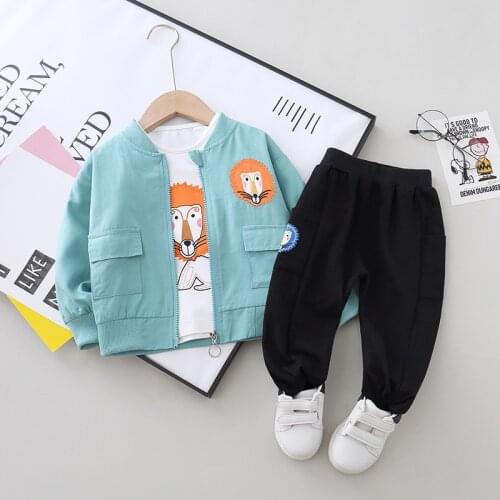 2020 Spring Children Casual Clothes Baby Boys Girls Cartoon Jacket T Shirt Pants 3Pcs/sets Kids Infant Tracksuit 1 2 3 4 5 YEARS
