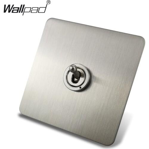 Wallpad Silver Satin Chrome 1 Gang Toggle Switch Electric Light Switch Brushed Stainless Steel Panel
