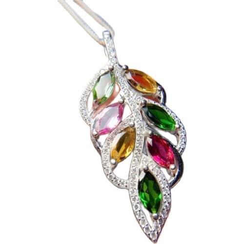 KJJEAXCMY Fine Jewelry 925 Sterling Silver inlaid Natural gemstone tourmaline Female Pendant classic Support test hot selling