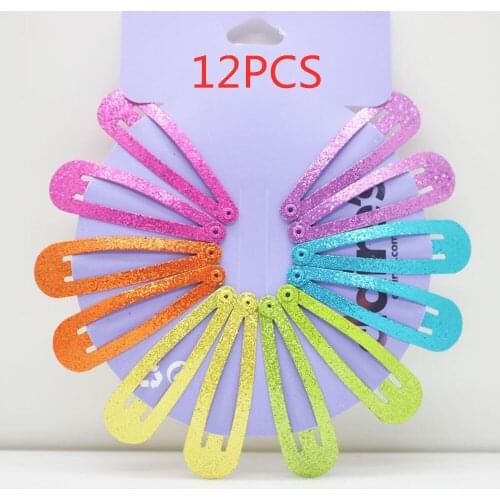 10/12pcs/lot Girls Glitter Hair Clips Hairpins Children Colorful Solid Metal Bobby Hairgrips Hairclip Barrette Hair Accessories