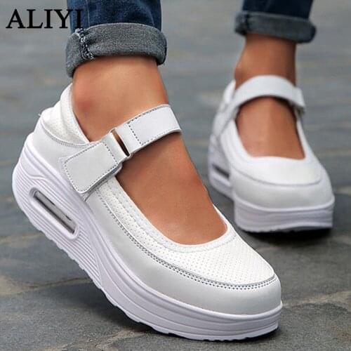Womens Summer Shoes 2021 New Shallow Round Toe Ladies Hook&Loop Casual Shoes 35-42 Large-Sized Female Platform Comfy Sneakers