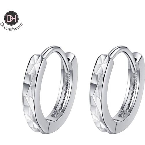 Dreamhonor 925 Sterling Silver Earrings For Women Hoop Earrings Round Ear Piercing Jewelry Accessories