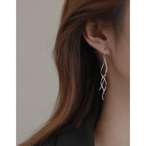 HI MAN 925 Sterling Silver Fashion Long Tassel Stud Earrings Women Exquisite Temperament Wedding Jewelry