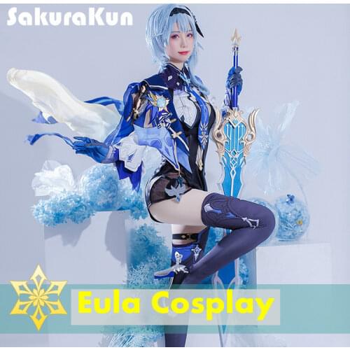 Game Genshin Impact Eula Cosplay Costume Eula Cosplay Costume Women Sexy Jumpsuit Costume Halloween Stocking Full Set