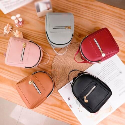Women Shoulder Small Backpack Letter Purse Mobile Phone Women Mini Travel Back Pack Black Solid Color Outdoor Leather Bag
