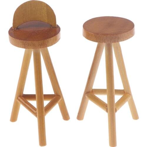 1/12 Dollhouse Miniature Wooden Bar Stool Doll House Miniature Pub Furniture Toys for Baby Children