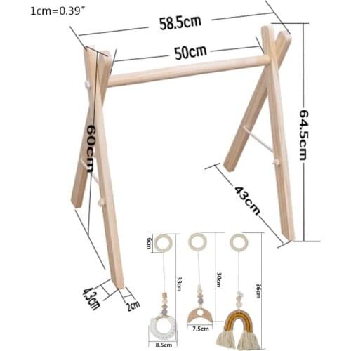 1Set Nordic Cartoon Baby Wooden Gym Fitness Frame Rack Hanging Pendant Toys Kit Wholesale