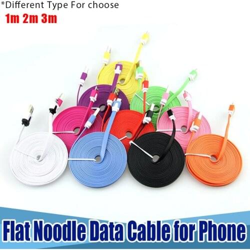 1M 2m 3m flat noodle charge Charging USB Data Sync Cable 8Pin For iPhone iPad mini ipod nano ios Micro USB 5pin for samsung 100