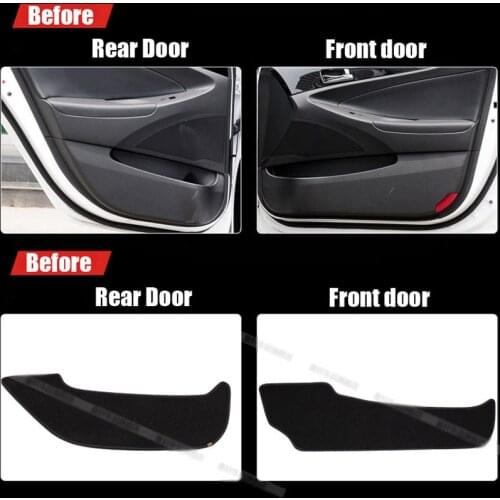 4pcs Fabric Door Protection Mats Anti-kick Decorative Pads For Hyundai Sonata 8 2011-2015