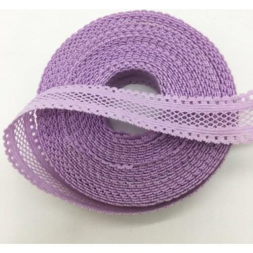 5Yards/lot 5/8" 15mm Light purple Bilateral Lace Grid Fold Over Elastic Spandex Lace Ribbon