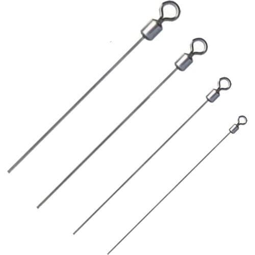 50pcs Hard Steel Wire Long Pole Fishing Swivel Stainless Steel Barrel Rolling Connector Fishing Accessories Tackle