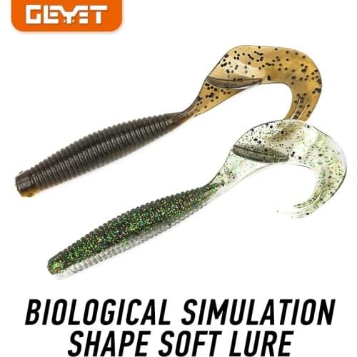 6Pcs Curly Worm Long Tail Fishing Lure 110mm/8.2g Screw Thread Soft Bait Shad Silicone Double Colors Wobbler Rubber Bass Baits