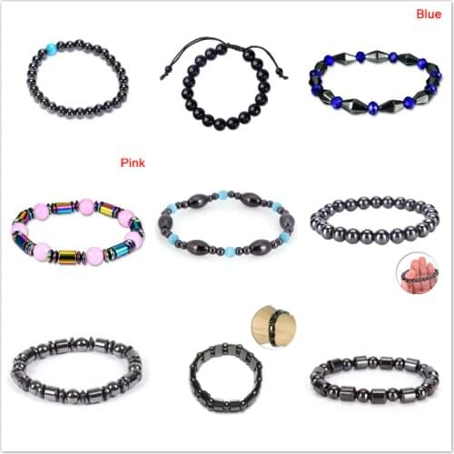 8 Style Fashion Slimming Weight Loss Health Care Adjustable Luxury Bracelet Round Black Stone Magnetic Therapy Bracelet
