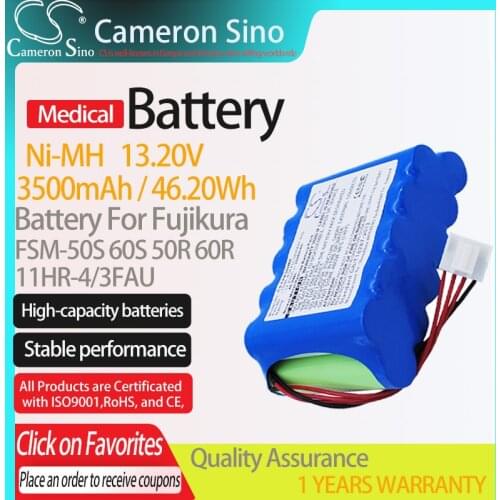 CameronSino Battery for Fujikura FSM-50S 50R 60S 60R fits Fujikura 11HR-4/3FAU Medical Replacement battery 3500mAh/46.20Wh Blue