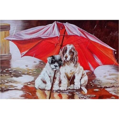 Full Drill Square Round 5D DIY Diamond Painting animal Diamond Embroidery sale ross Stitch Dog and umbrella Rhinestone home gift