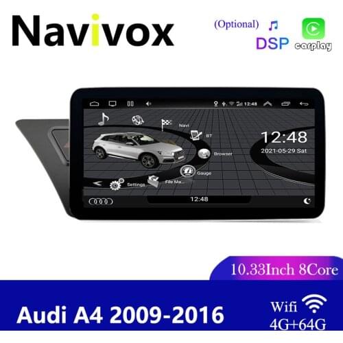 Navivox 10.33Inch 8Core Car Rear View Monitor For Audi A4 2009-2016 GPS Video Player Carplay AirPlay Left Hand Drive