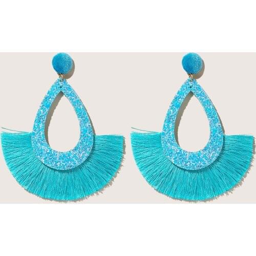 Bohemian Long Sequin Tassel Earrings Women Red Cotton Silk Fabric Tassel Earrings 2020 Fashion Jewelry Women