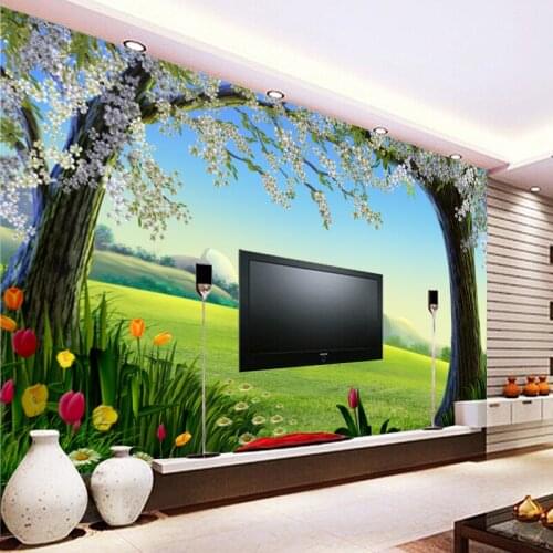 Beibehang Customized large mural bedroom living room wallpaper TV wall 3D wall stickers forest landscape papel de parede