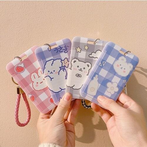 Women Men Business Card Holder keychain cute Retractable Credit Card Bank ID Holders Badge Child Bus Card Cover Case key chain