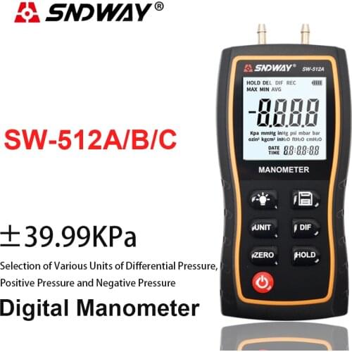 Portable digital precision pressure gauge double port barometer differential pressure gauge SW-512A/B/C