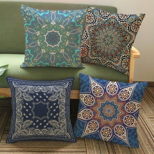 Thailand Decorative Cushion Cover Sofa , Meditation Pillowcase, Ethnic Buddism Floor Cushion, Boho Mandala Pillow Cases 45x45cm