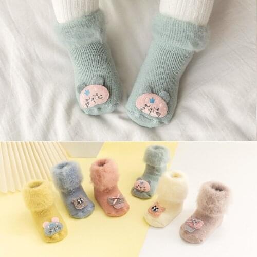 Baby Socks Autumn Winter Plus Velvet Thickened Newborn Socks Cartoon Accessories Non-Slip Boys Girls Children Floor Socks