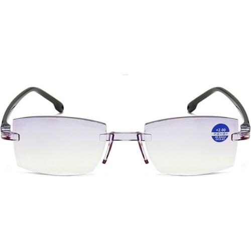 Women Men Frameless Anti-blue Light Portable Reading Glasses Eyewear Glasses +100+150 +200+250+300+350+400