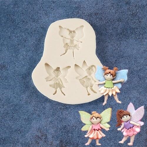 3 Days Make The Little Bee Elf Angel Cake Mold DIY Silicone Turn Sugar Baking Tool Chocolate Mold A214