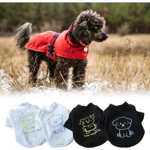 Pet T-shirt Cartoon Print Photography Prop Polyester Two-legged Dog Fluorescent T-shirt for Summer Dogs Clothes Accessories