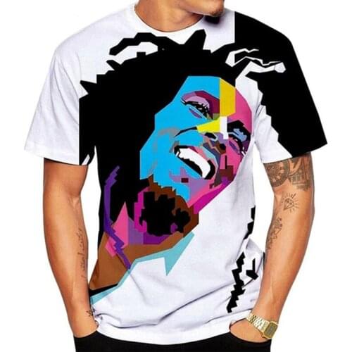 Bob Marley T-shirt summer new mens and womens short-sleeved 3D printing singer Harajuku top quality casual pullover clothing