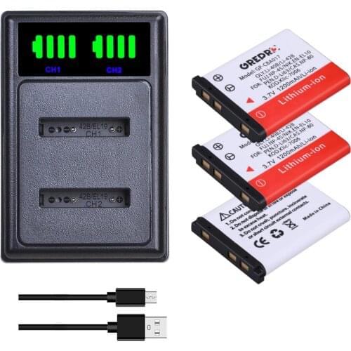 Li-40B Li-42B EN-EL10 Battery + Li 40B Battery Charger for Olympus Li 40B 42B, Nikon EN EL10, FinePix XP70 XP60 XP50 T550