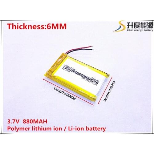 3.7V 880mAh 603046 Lithium Polymer Li-Po li ion Rechargeable Battery cells For Mp3 MP4 MP5 GPS mobile bluetooth