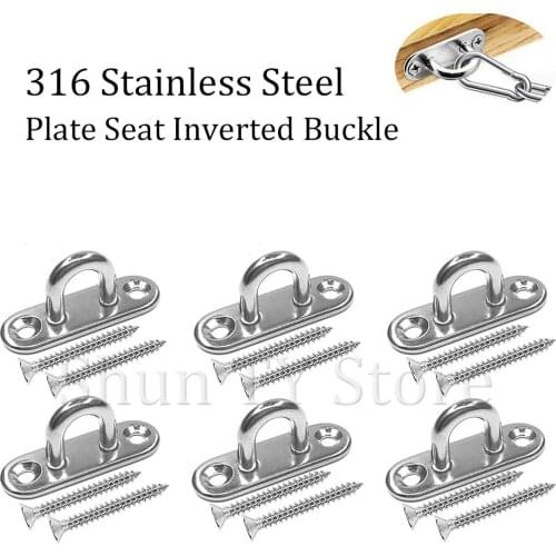 M5 316 Stainless Steel Pad Eye Oblong Plate Staple Ring Marine Hardware Loop U-Shaped Screws Wall Mount Hook Hanger Hooks