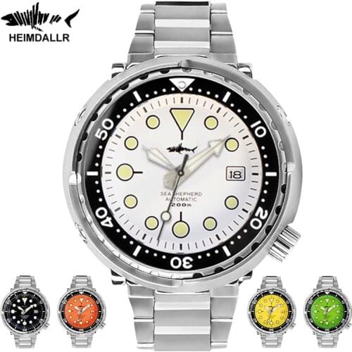 HEIMDALLR Tuna Watch Men Japan NH35A Movement Stainless Steel Case 47mm Dial Sapphire 20ATM Mechanical Wristwatch Dive Automatic