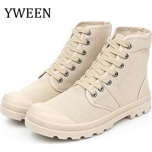 YWEEN Lace Up Mens Casual Shoes Spring Autumn High Top Mens Army Shoes men Casual Canvas shoes Male High Quality shoes