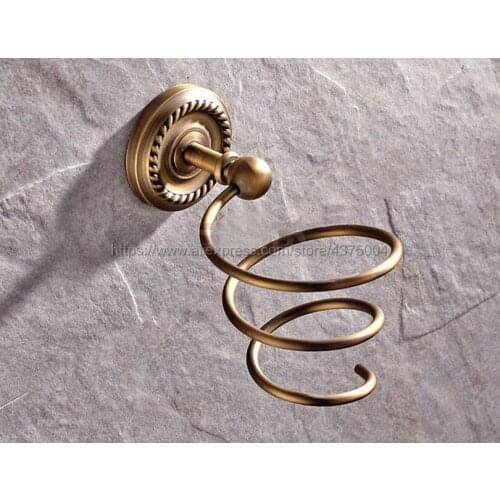 Wall Mounted Brass Antique Hair Dryer Holder Bathroom Wall Suction Hair Dryer Shelf Nba272