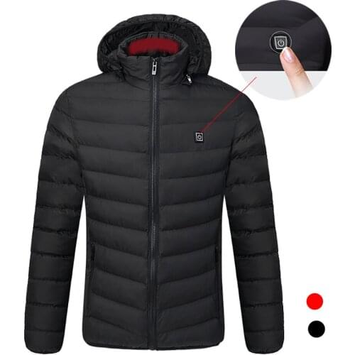 2018 New Ourdoor Electric Heating Jackets Men Women Feather Down Cotton Heated Coats Winter Thermal Warm Hooded Clothing L-4XL