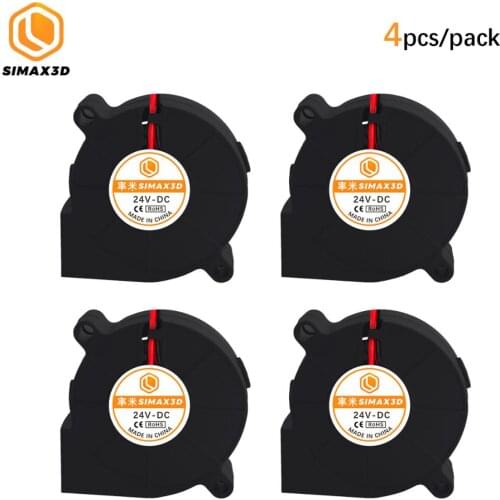 4pcs DC 24V 5015 Cooling Turbo Fan Blower Fan Brushless 2Pin for Extruder DC Cooler Blower Part 50x50x15mm 3D Printer Parts Fan