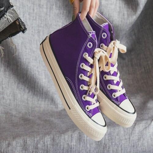 OLOMM 2019 autumn new canvas shoes Korean version with high-top large size sports and leisure shoes LL-96