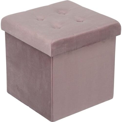 1PC Foldable Storage Ottoman Chair Stool Grey Upholstered Footstool Linen Dressing Table Stool Pouf Couch Stool Removable Cover