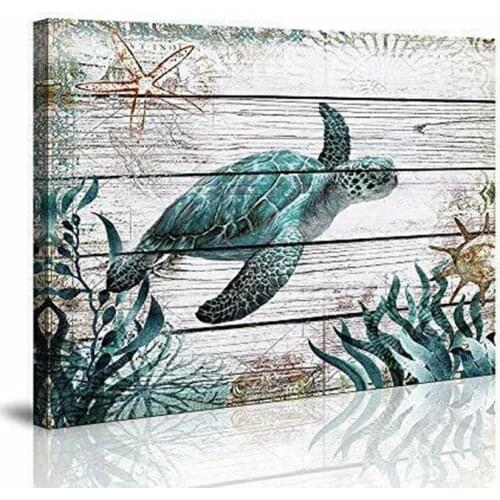 HD print Bathroom Wall Decor Ocean Sea Art Green Turtle Pictures Artwork Painting Framed Poster home decor