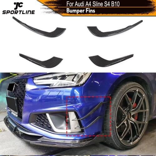 Front Bumper Fins Splitters Canards for Audi A4 S-line S4 B10 2019 Carbon Fiber Front Bumper Splitters Fins Vents Winglets Trims