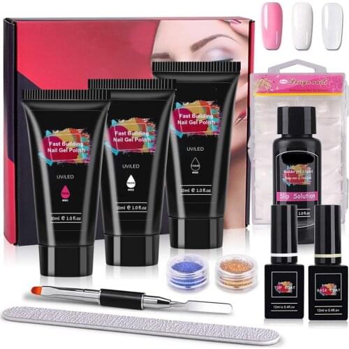 Gift Set 30ML 3 Colors Quick Dry Acrylic Gel Kit Nail Extension Gel Acrylic Builder Gel for Manicure Extend Crystal UV Gel