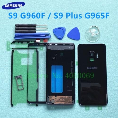 Full Housing Case Touch screen Panel Middle Frame Rear glass Back Cover For Samsung Galaxy S9 G960 G960F S9 Plus G965 G965F S9